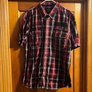Harley-Davidson Black and Red Plaid Button-Down Shirt
